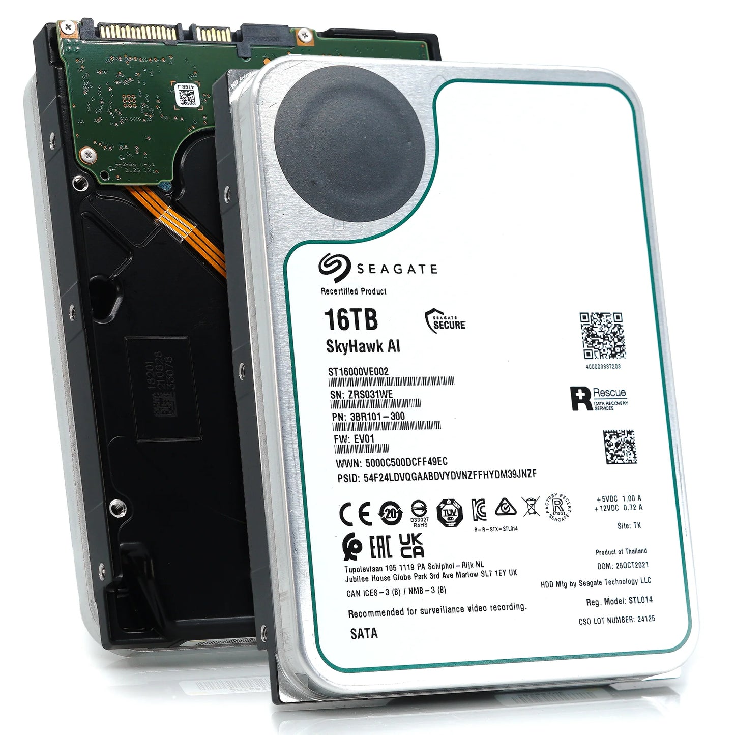 Seagate SkyHawk AI ST16000VE002 16TB 7.2K RPM SATA 6Gb/s 3.5in Hard Drive